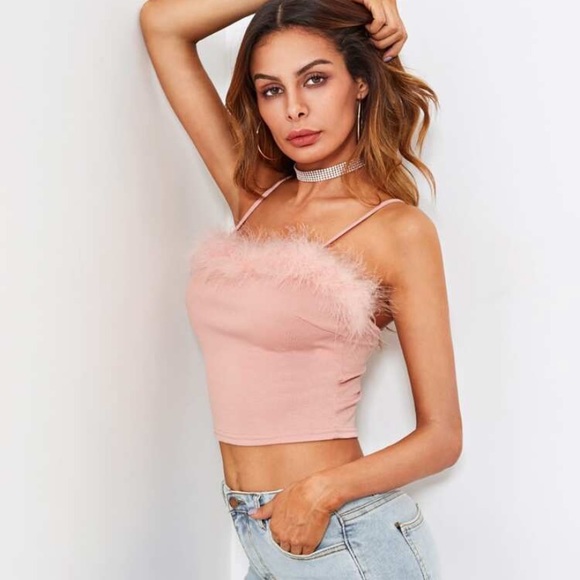 ‼️CLEARANCE Item‼️| SHEIN Pink Fur Crop Top - Picture 7 of 11